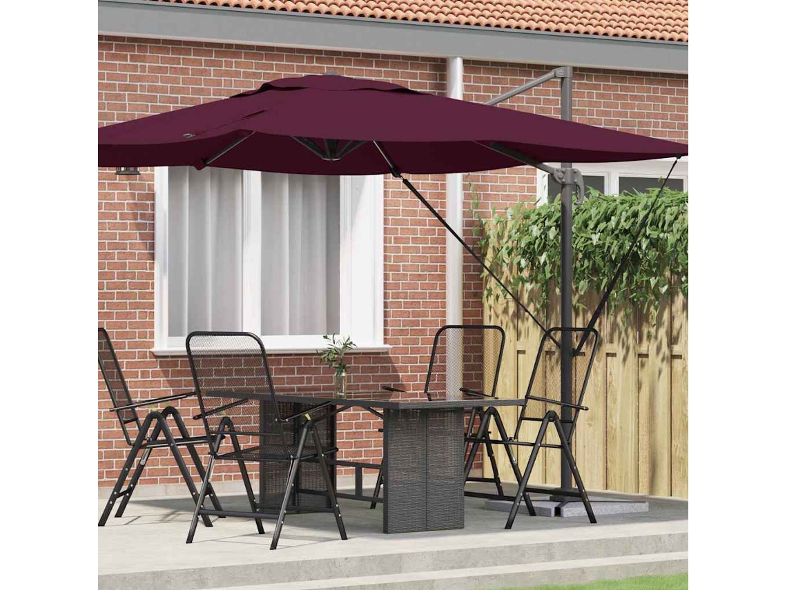 Vidaxl Parasol Roma Vermelho 286 X 284 X 265 Cm Alumínio E Poliéster