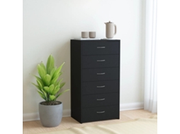 Vidaxl Aparador Com 6 Gavetas 50x34x96 Cm Contraplacado Preto