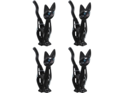 Prendedores De Roupa À Prova Vento Baluue, Com Estampa De Gato Preto, Pacote Com 4 Unidades, Prendedores Termocolantes