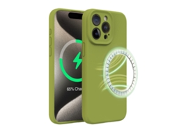 Capa Para Iphone (apple 12) Em Silicone Líquido, Resistente A Quedas E Com Tecnologia Magsafe, Na Cor Verde-amarelada (magnética).