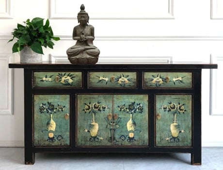 Aparador Vintage Verde Menta Verde Cômoda Estilo Colonial Chinês Armário Estilo Antigo Aparador Asiático Oriental Extremo Oriente Vintageasia