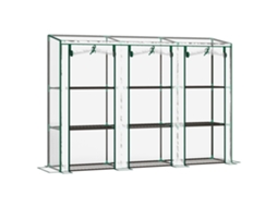 Estufa Jardim 215x46x151cm 3 Portas Zip E Prateleiras, Transparente
