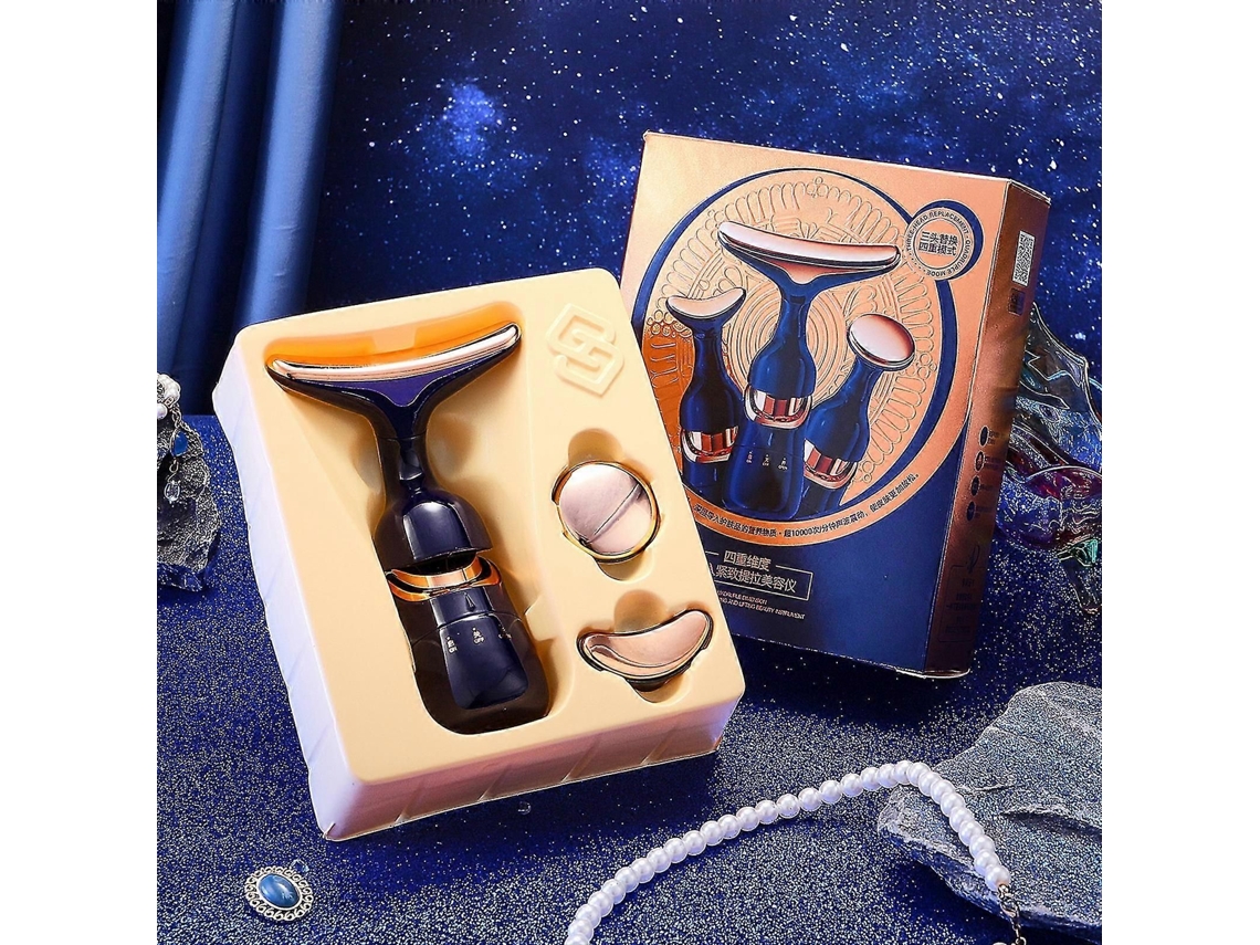 Masajeador Facial Antiarrugas 3 em 1 para Cabelo Facial, Dispositivo de Beleza Massageador por Vibração, Mas Sageador Estiramen GOKOCO