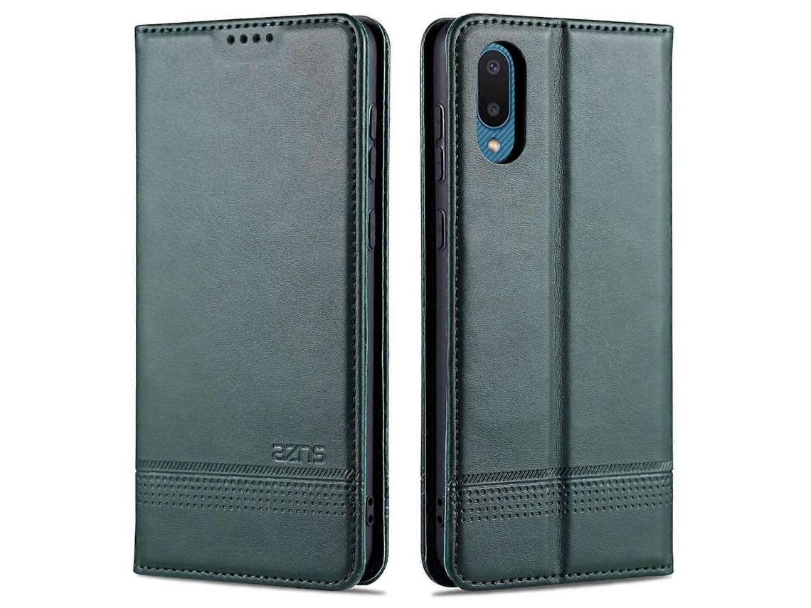 Capa De Couro Azns Com Textura De Bezerro E Fecho Dobrável Horizontal, Com Compartimentos Para Cartões, Suporte E Carteira, Para Samsung Galaxy M02 (v