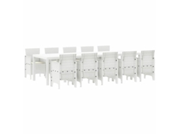 Conjunto 11 Conjunto De Jantar Para Exterior Vidaxl Branco Polipropileno (300 X 100 X 73 Cm)