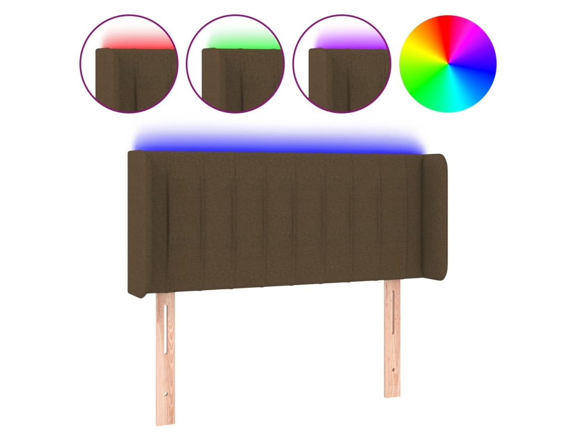 Cabeceira de Cama com Luzes Led Tecido Castanho MAISON EXCLUSIVE (103x16x78 cm)