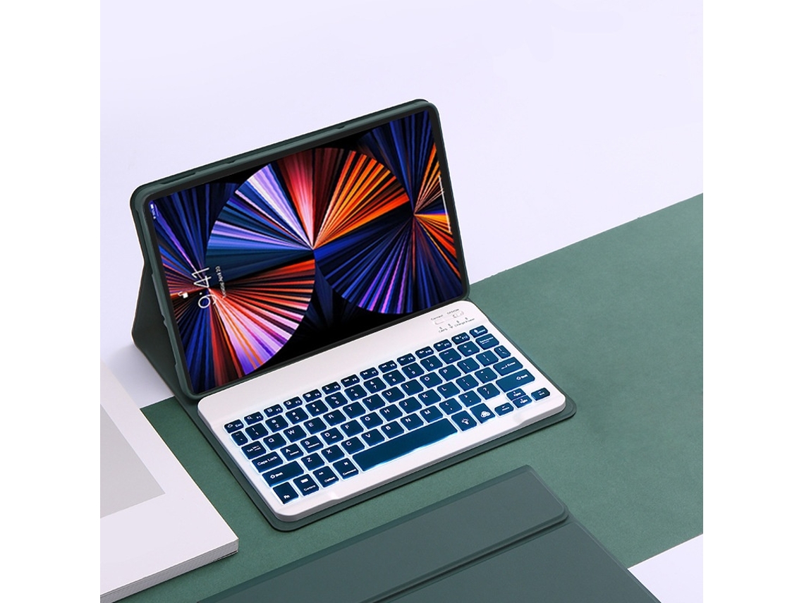 Capa Com Teclado Para Xiaomi Redmi Pad 2 Pro De 12.1 Polegadas 2025 Com Retroiluminação Rgb, Verde Tressino