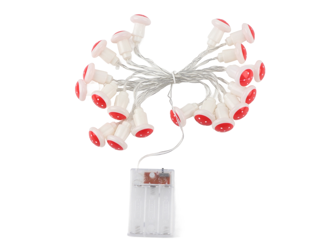 Luz de String Led com 20 Cogumelos Vermelhos 7,2ft para Decoração Natal Indoor Outdoor