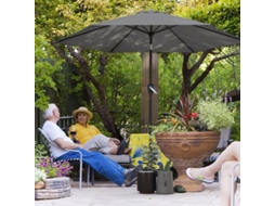 Guarda-sol Dobrável Ø270cm Com Manivela, Filtro Uv50+, Para Varanda E Jardim, Cinza Escuro
