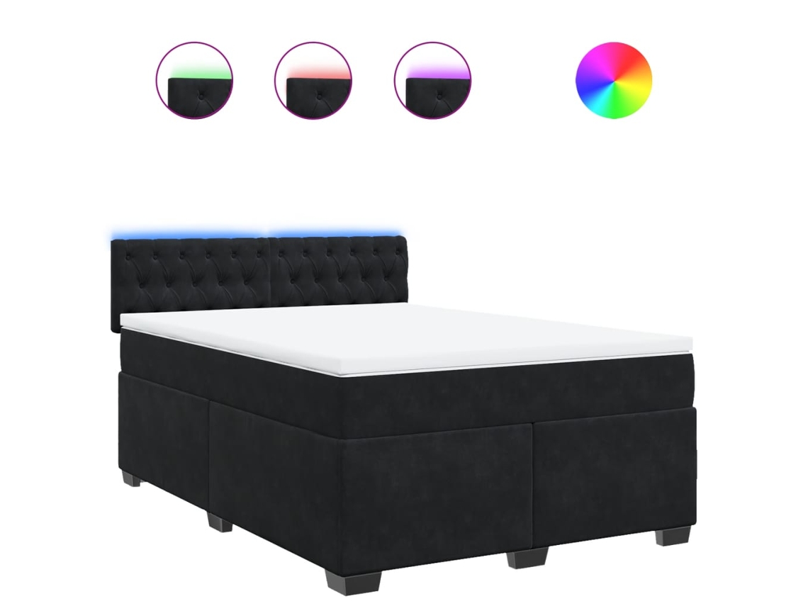 Box Spring Bed, Box Spring Beds Vidaxl Preto Veludo (140 X 190 Cm)