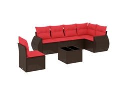 Conjunto de Sofá de Jardim, 7 Peças, Almofadas, Rattan Preto MAISON EXCLUSIVE