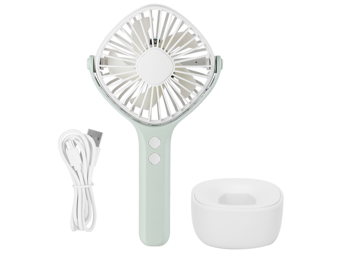 Vento Móvel Portátil Usb com Base Giratória Mesa Verde