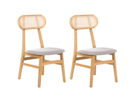 Sillas Con Asiento Tapizado Beliani Fallon De Madera De Caucho Marrón 47x50x90