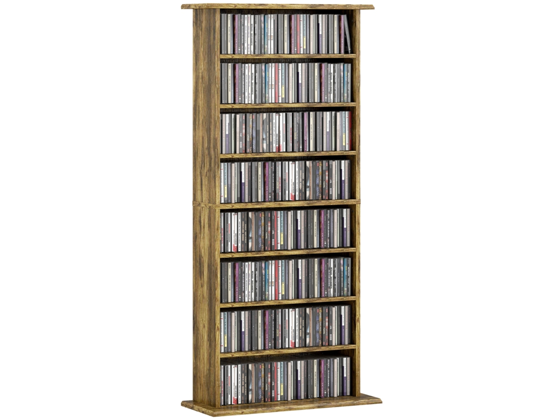 Organizador de CDs e DVDs BTFORUS, 8 compartimentos, 6 prateleiras, marrom