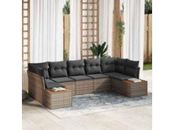Vidaxl Conjunto De Sofá De Jardim 7 Unid. 7-número De Lugares Cinzeto
