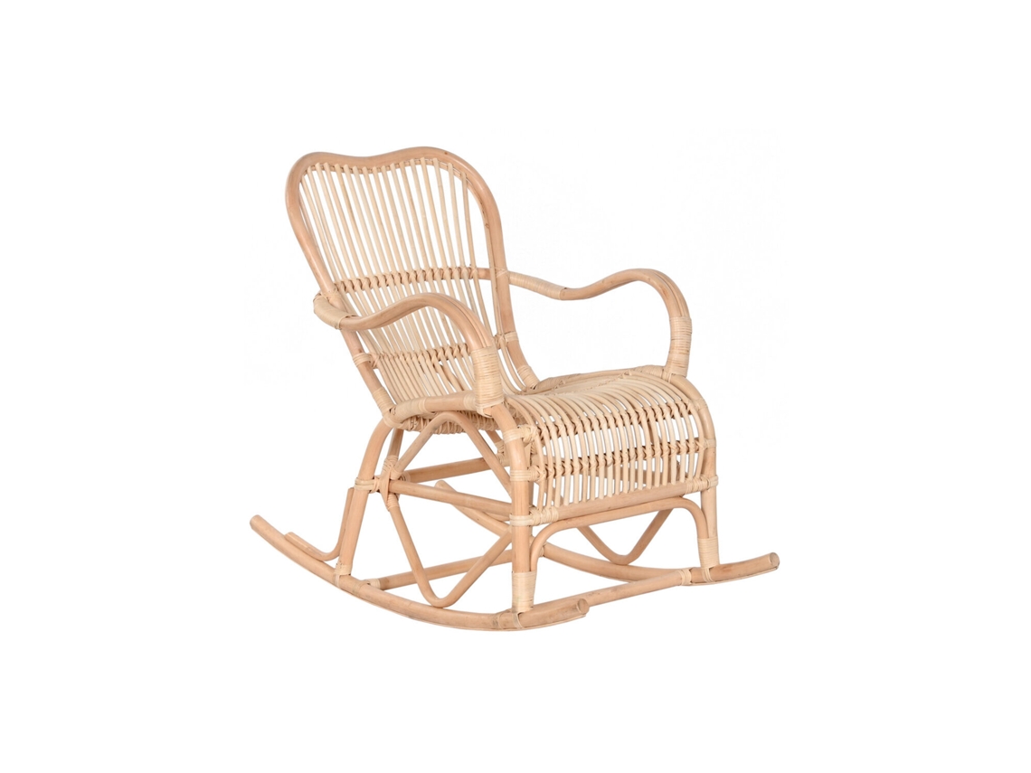Cadeira de balanço Alexandra House Living em rattan natural, 64x102x90cm