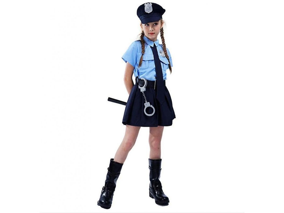 Fantasia de policial para meninas, modelo 2026, ideal para festas de Halloween e cosplay. Alta qualidade, tamanhos 2 a 8 e 4 a 6 anos.
