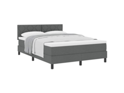 Cama Box com Colchão Cinza Escuro 140 X 200 Cm Tecido MAISON EXCLUSIVE