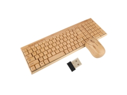 Teclado e Mouse Sem Fio LAXISCREED Fino Bambu Impermeável