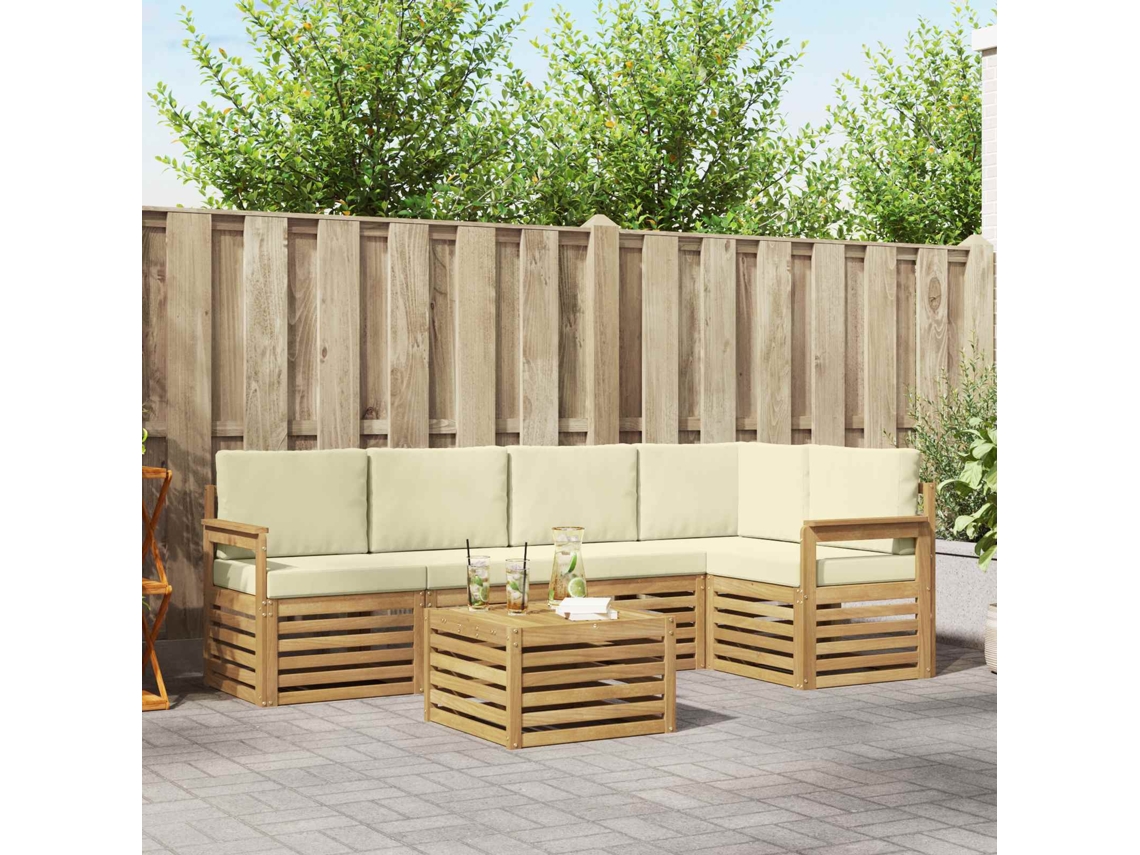 Vidaxl Conjunto De Sofás Para Exterior 6 Unid. Branco E Creme