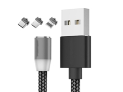 Cabo Carregador Magnético Redondo Android Tipo C - Ios - Micro Usb Android 3em1 1m 2.4a 5