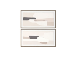 Pintura Home Esprit Branco Bege Abstrato Urbana 100 X 4 X 50 Cm (2 Unidades)