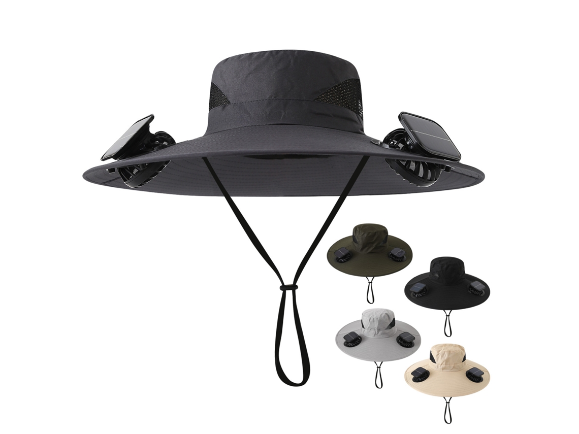 Chapéu com Ventilador Solar MDUG (quadrado Preto)