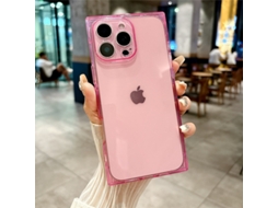 Capa Transparente Rosa Quadrada À Prova De Choque Para Iphone 17 Air.