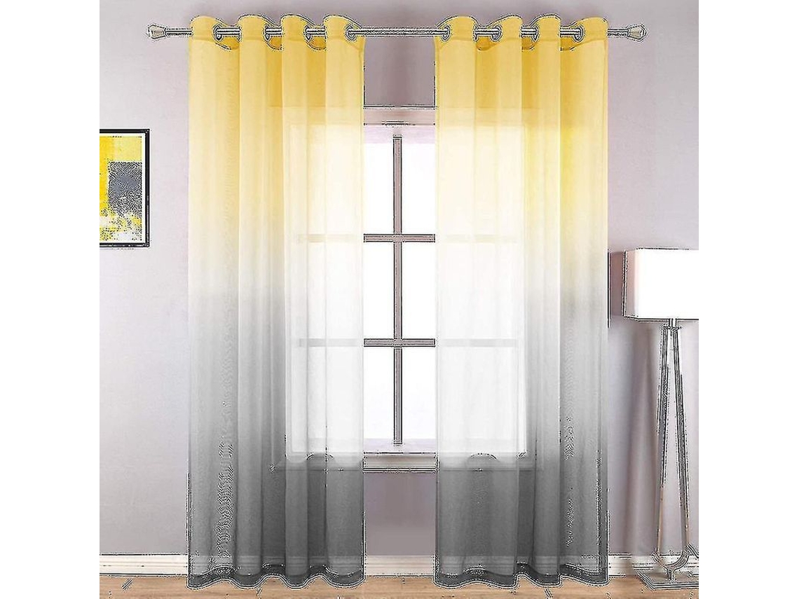 2026 cortinas Translúcidas com Olho Moderno Tela de Linho Degradê para Sala e Quarto