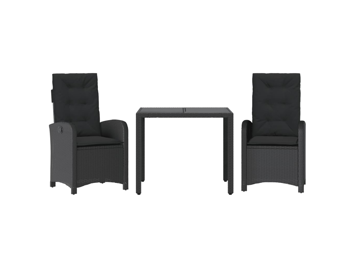 Garden Dining Set, Garden Dining Sets Vidaxl Preto Rattan / Vime (90 Cm Table Length)