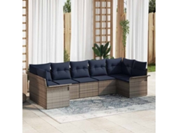 Vidaxl Conjunto De Sofá De Jardim 7 Unid. Cinzeto Vime Pe