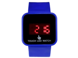 Reloj Infantil Casual De Cuarzo Con Led Y Pantalla Táctil Correa De Silicona Azul