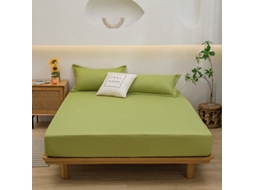 Conjunto Lençóis 4 Peças Lençol De Baixo 99x191*36cm Lençol De Cima 168*244cm 2 Fronhas 33x46cm Fibras Sintéticas Verde Hexinyigjly