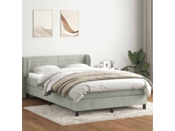 Vidaxl Cama Com Molas/colchão 160x220 Cm Veludo Cinzento-claro