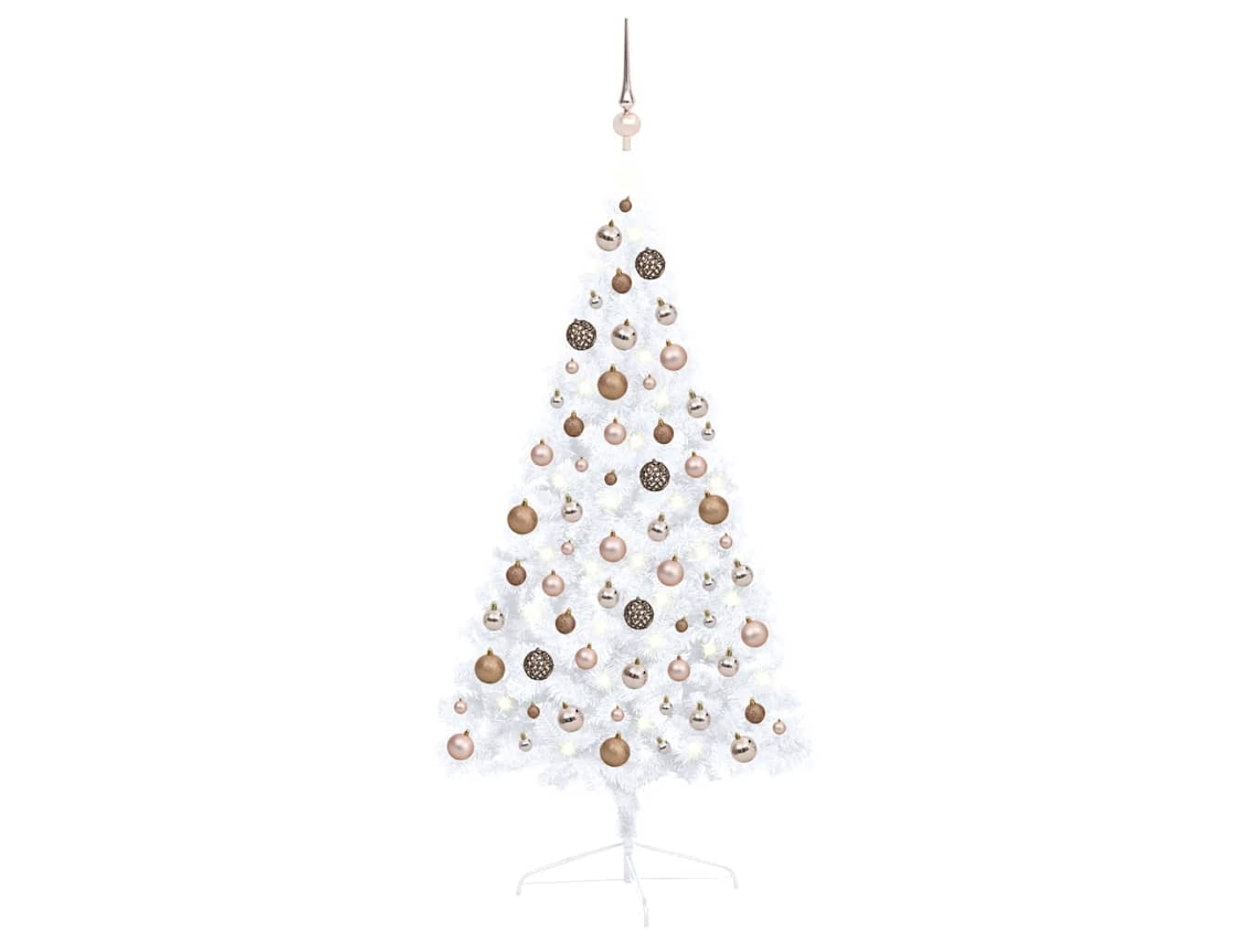 Meia árvore Natal VIDAXL artificial pré-iluminada c/ bolas branco