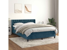 Vidaxl Cama Com Molas/colchão 140x190 Cm Veludo Azul-escuro
