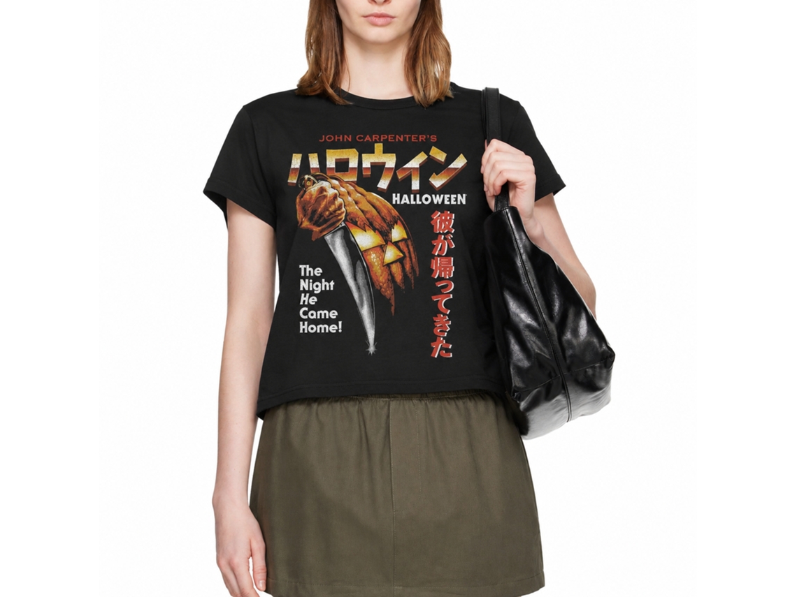 Rockinstone Halloween Movie Night He Came Home Japanese Black Adult T-shirt Size:s