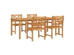 Conjunto 5 Móveis De Jardim Vidaxl Castanho Madeira De Acácia Maciça (150 X 90 X 74 Cm)