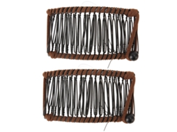 2 Peças Pinças De Cabelo Banana Metal Tecido Fio Fácil Operação Estilo Vintage Clincher Pente Marrom Escuro