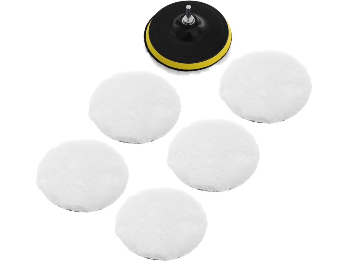 Conjunto De 8 Discos Polimento Lã Autoadesivos 6 Polegadas Com Adaptador Para Furadeira Carro/moto
