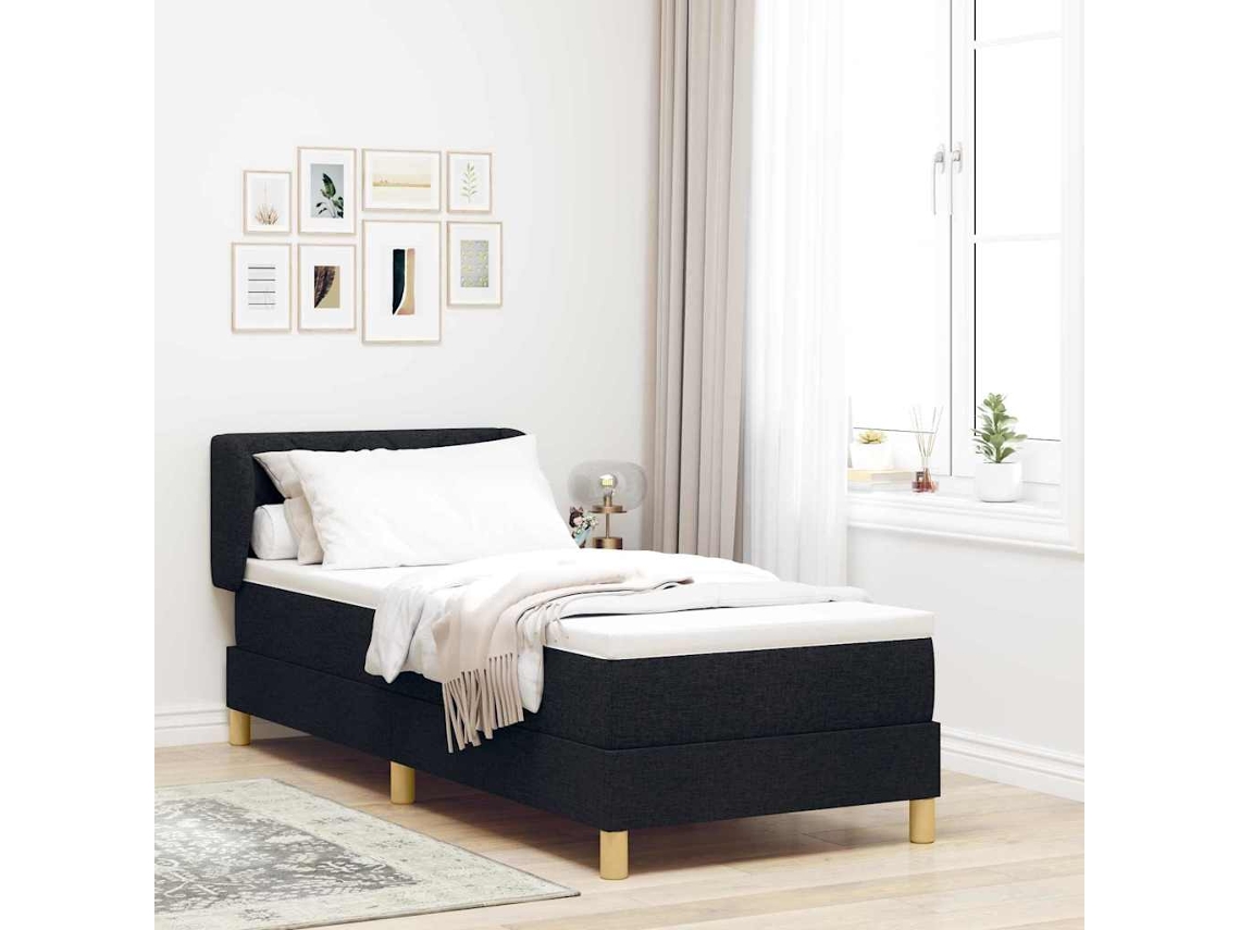 Vidaxl Cama Box Com Cabeceira Preto 80 X 200 Cm Tecido