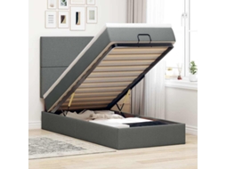 Vidaxl Estrutura Cama Otomana Colchão 100x200cm Tecido Cinzento Escuro
