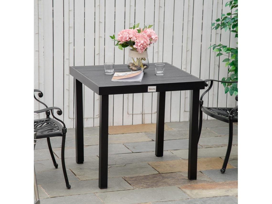 Mesa de Jardim para 4 Pessoas em Alumínio, preta, 78x78x74 cm MEGA ECHO TRADE SHOP
