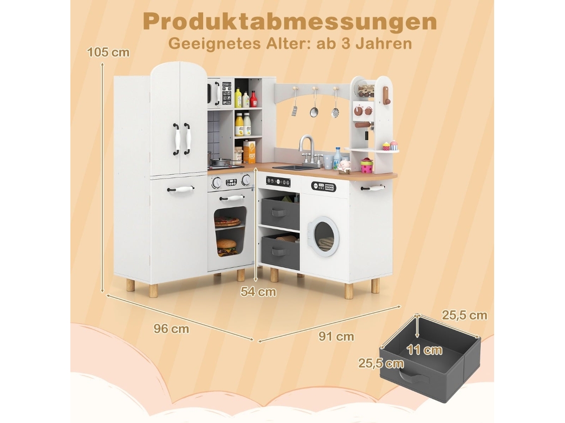 Cozinha De Brinquedo Infantil Com Geladeira E Máquina De Lavar