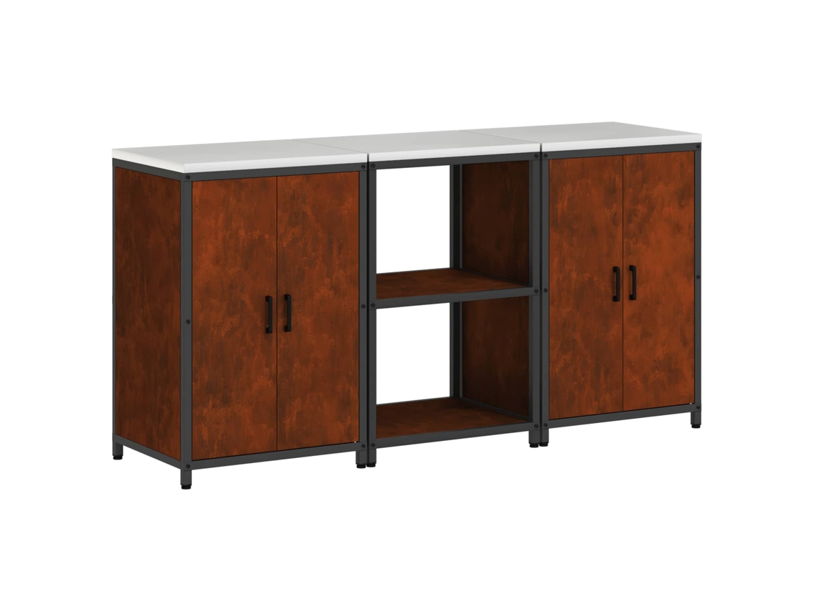 Conjunto de Armazenamento de Cozinha 3 Pcs Ferro Enferrujado MAISON EXCLUSIVE