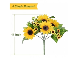 Buquê Artificial com 2 Hastes de Girassóis, Buquê de Flores Artificiais AQUAFORGE