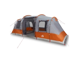 Tenda de campismo túnel p/ 4 pessoas VIDAXL impermeável cinza/laranja