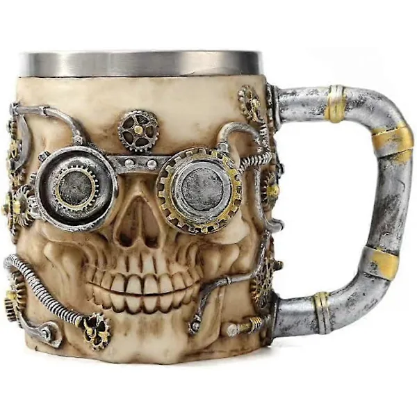 Caneca de Cerveja Caveira 2025, Viking, Esqueleto em Resina, Café / Chá AQUAFORGE