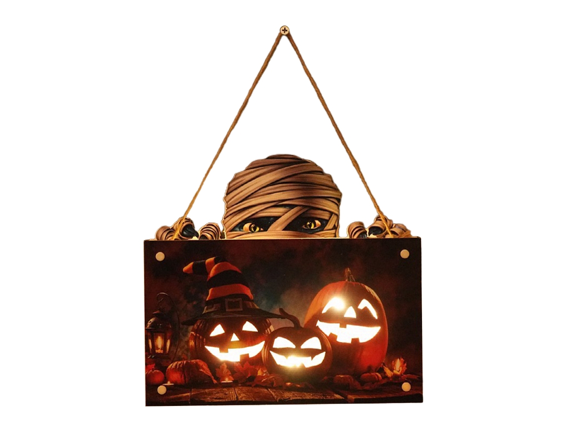 Placa Decorativa de Halloween com Design de Abóbora Iluminada para Interior e Exterior LAXISCREED