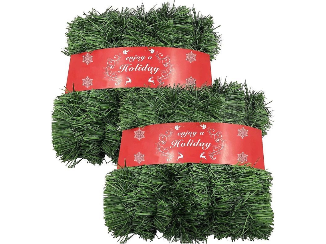 2026 guirnalda Artificial de Natal 15m 2 Peças Decoração de Jardim e Lar Verde Durável
